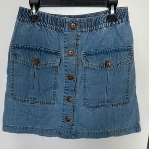 Forever 21 Blue Denim Mini Skirt with Button Detail